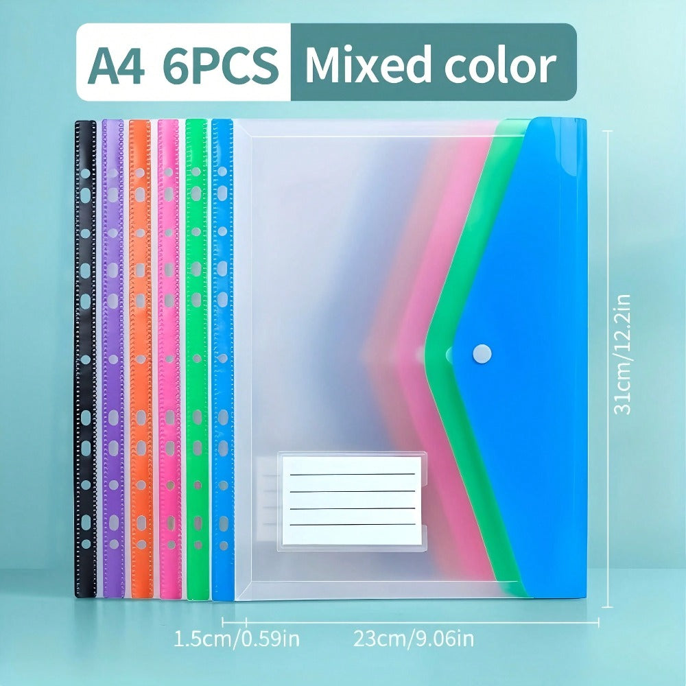 A4 Large Capacity Loose-Leaf File Folders, With 11-Hole Binder Rings, Made Of Modern PP Material, Expandable Button And Label Pockets, Suitable For School, Home, Office, Attendance, Travel - Portable Design, Back To School, School Supplies