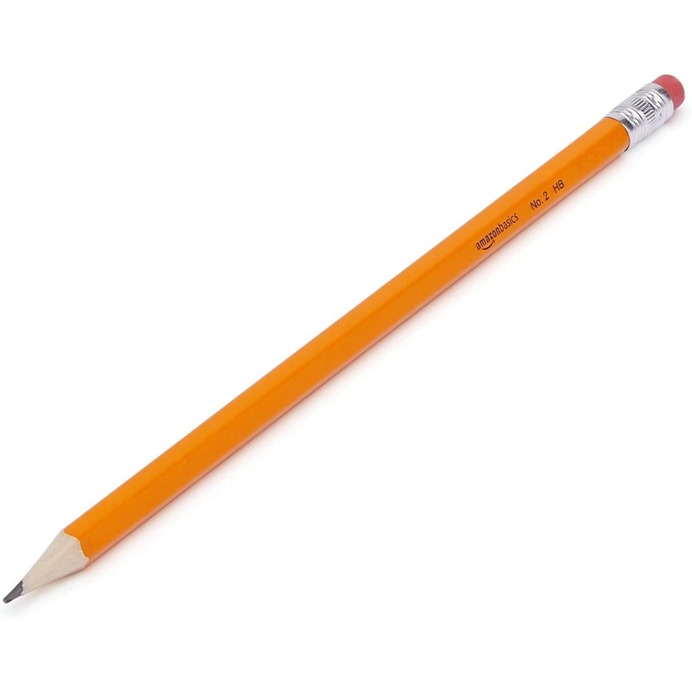 Basics Wood-Cased #2 HB School Pencils with Erasers for Writing and Drawing, Pre-sharpened, Soft Strong Lead, Orange, 30 Count