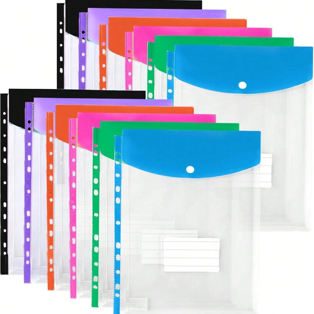 A4 Large Capacity Loose-Leaf File Folders, With 11-Hole Binder Rings, Made Of Modern PP Material, Expandable Button And Label Pockets, Suitable For School, Home, Office, Attendance, Travel - Portable Design, Back To School, School Supplies