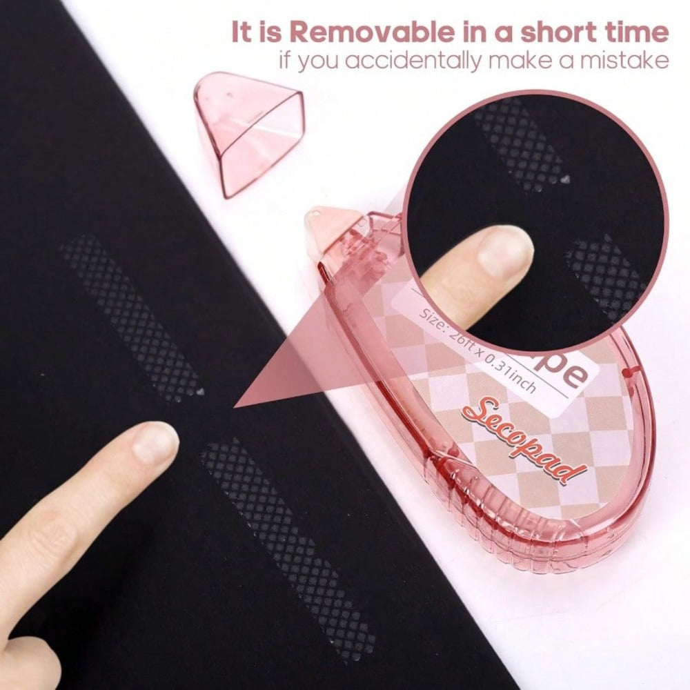 1pcs Double Sided Tape, Suitable For Handicrafts (Applicable Scenes: Scrapbooking Tape, General Purpose Tape, Scrapbooking Roll Supplies, Diary Decoration, Office And Teaching Supplies; Suitable For Adults And Students), Size: 0.3 Inch * 26 Feet