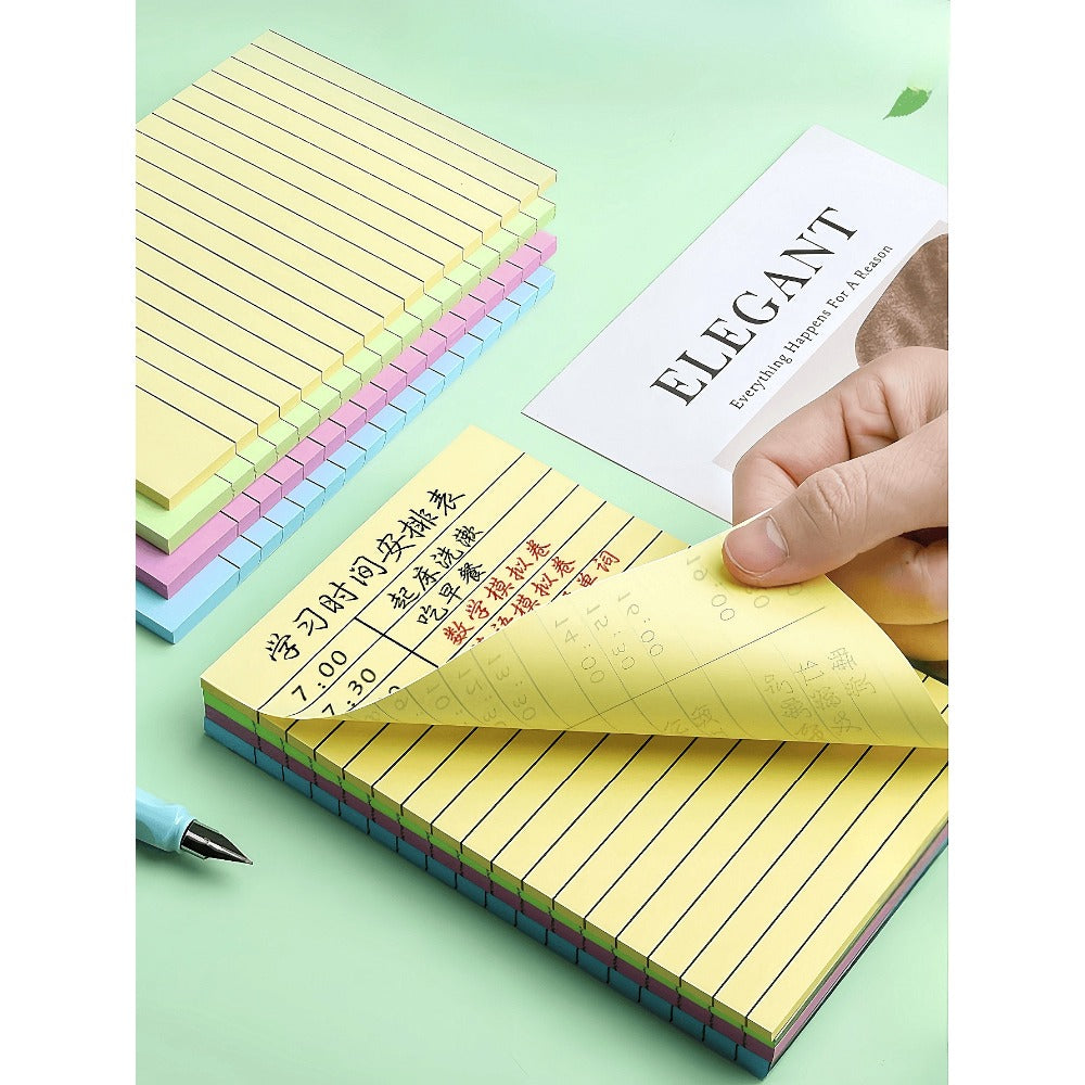 100pcs/200pcs Colorful Line Sticky Notes, Memo Pads, Highly Attractive Portable Student Marker Pen Writing Notes, Self-Adhesive, Convenient For Notebooks, Office, Home, School, Two Sizes, Office Assistant, Thick Paper, Smooth Writing, Classroom Reward Stu
