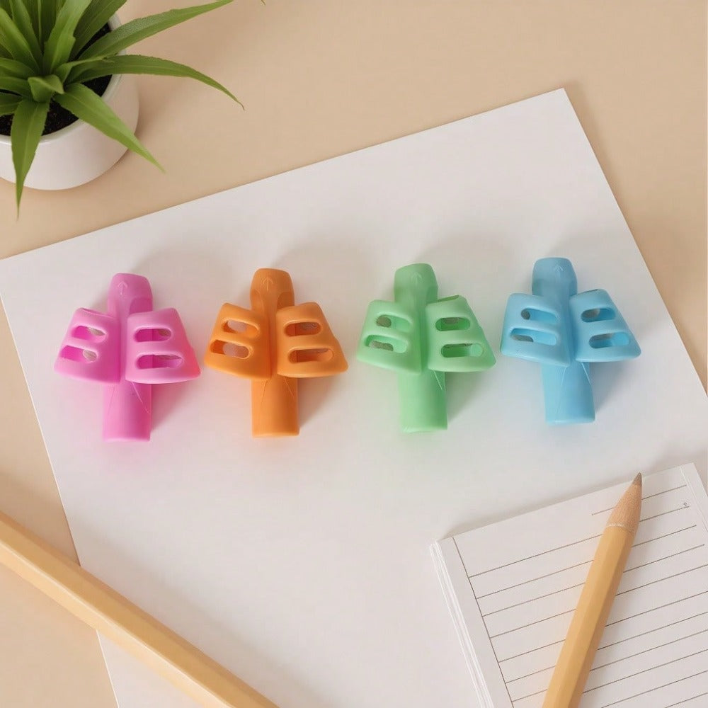 3pcs Random Color Ergonomic Pencil Grip - Soft Non-Slip Durable Odorless | Easy To Install Improve Writing Posture | Relieve Hand Fatigue And Pain | Suitable For Pencils, Markers, Colored Pencils And Most Stationery | Suitable For School, Home, Office, Ar