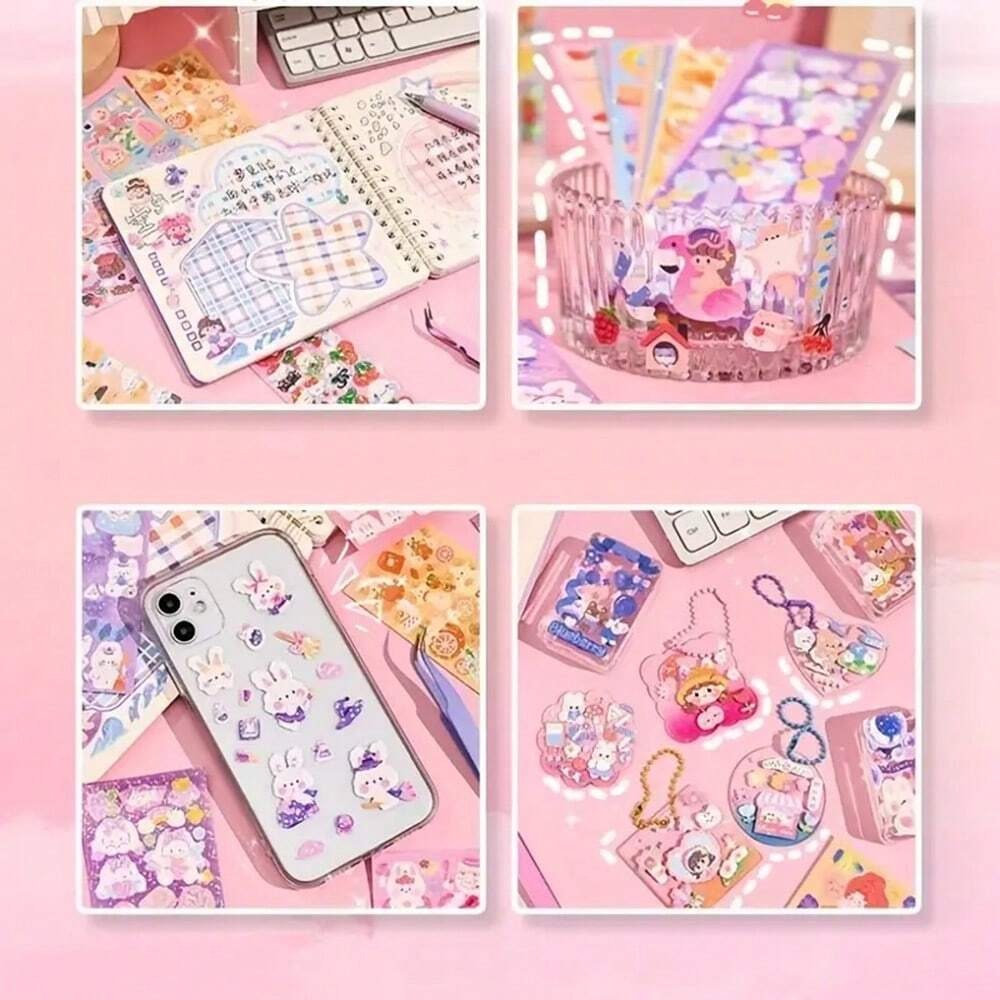 Cute Cartoon Stickers, Adhesive Decals, Party DIY Stickers, Fun Lovely Theme, For Scrapbook, Luggage, Halloween Decoration, Craft Supplies School Supplies