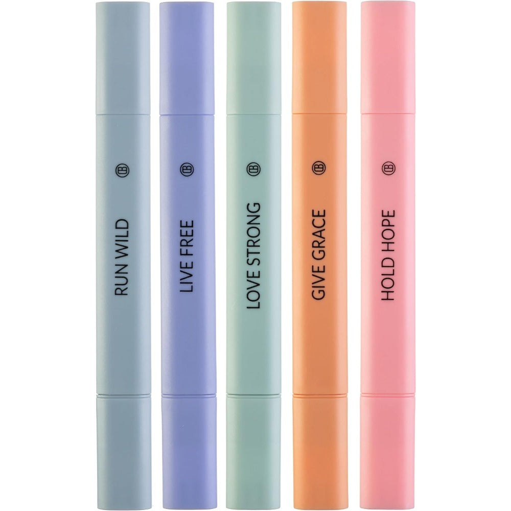 Highlighters Assorted Colors, 5 Pack No Bleed Dual Tip Aesthetic Pastel Highlighter Pens for Journaling, Note Taking, School, Bible Study Supplies and Accessories (Dawn)