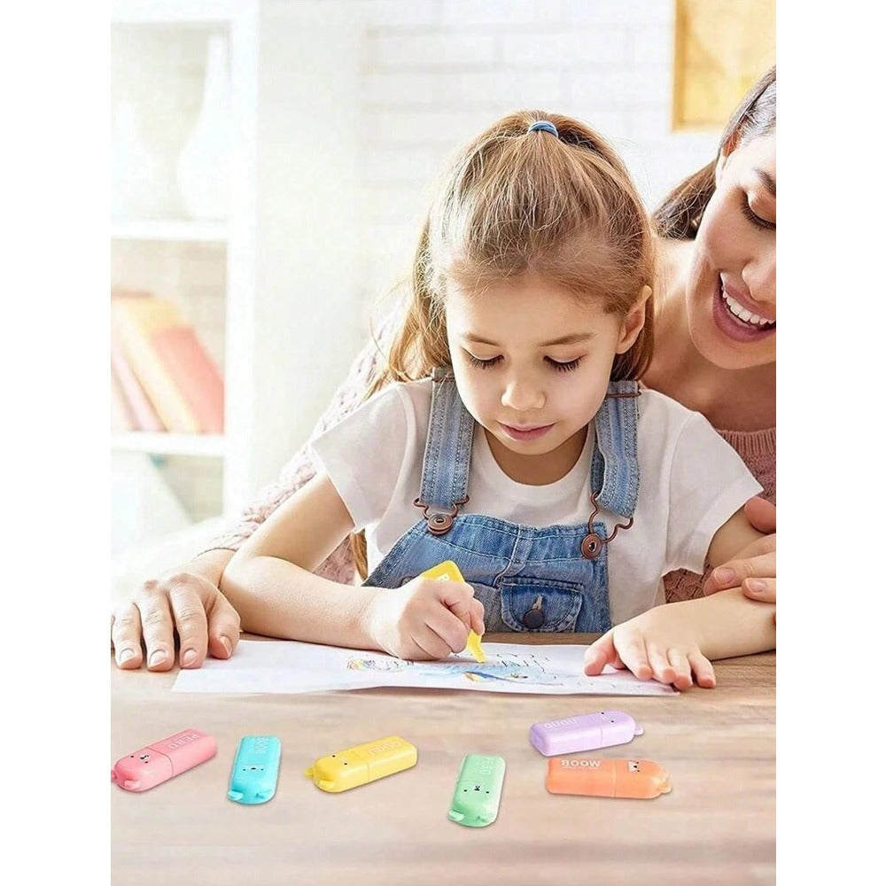 4/5 Colors/Set Cute Mini Bear Fluorescent Highlighter Pens, Pastel Chisel Tip Markers, School & Kindergarten Writing Supplies