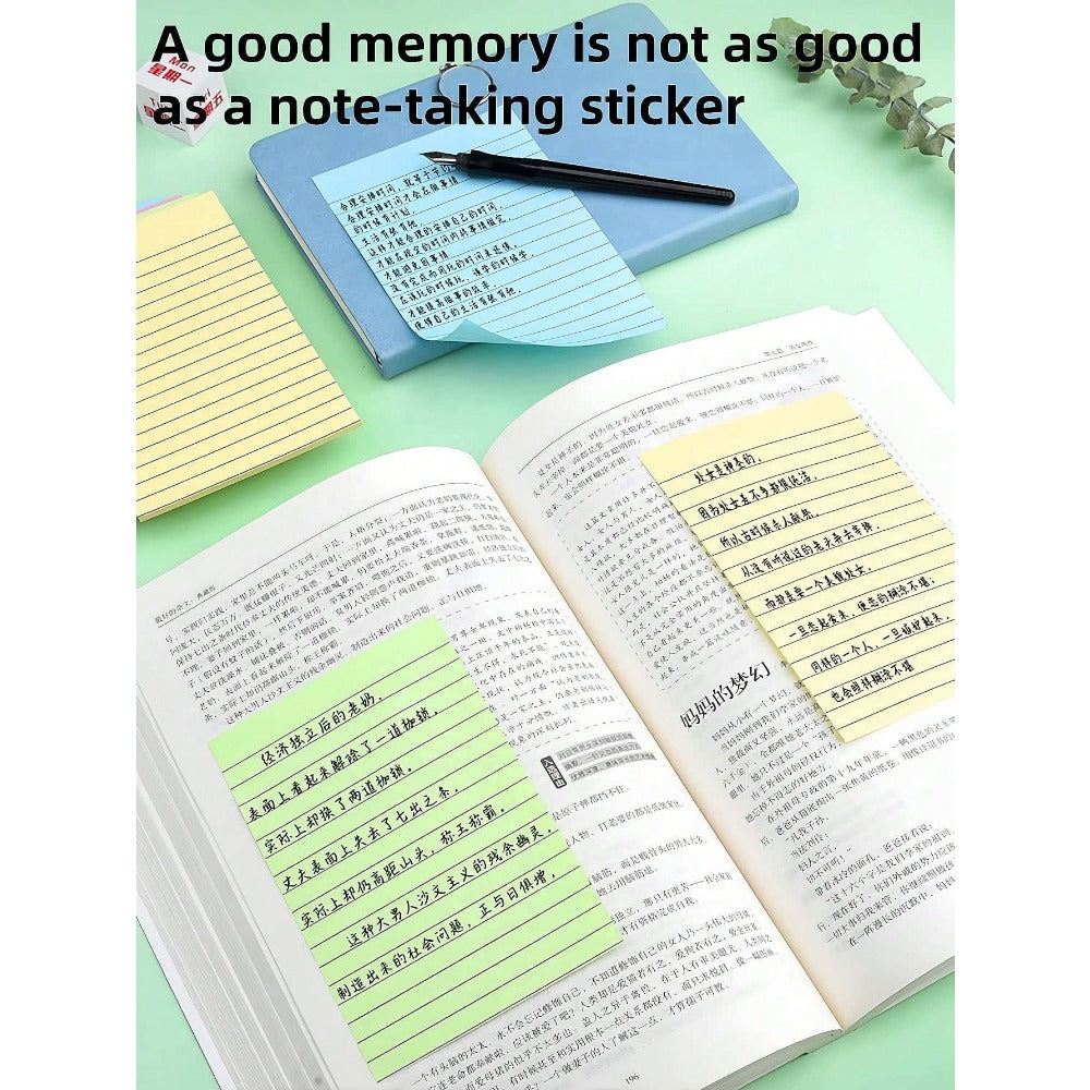 100pcs/200pcs Colorful Line Sticky Notes, Memo Pads, Highly Attractive Portable Student Marker Pen Writing Notes, Self-Adhesive, Convenient For Notebooks, Office, Home, School, Two Sizes, Office Assistant, Thick Paper, Smooth Writing, Classroom Reward Stu