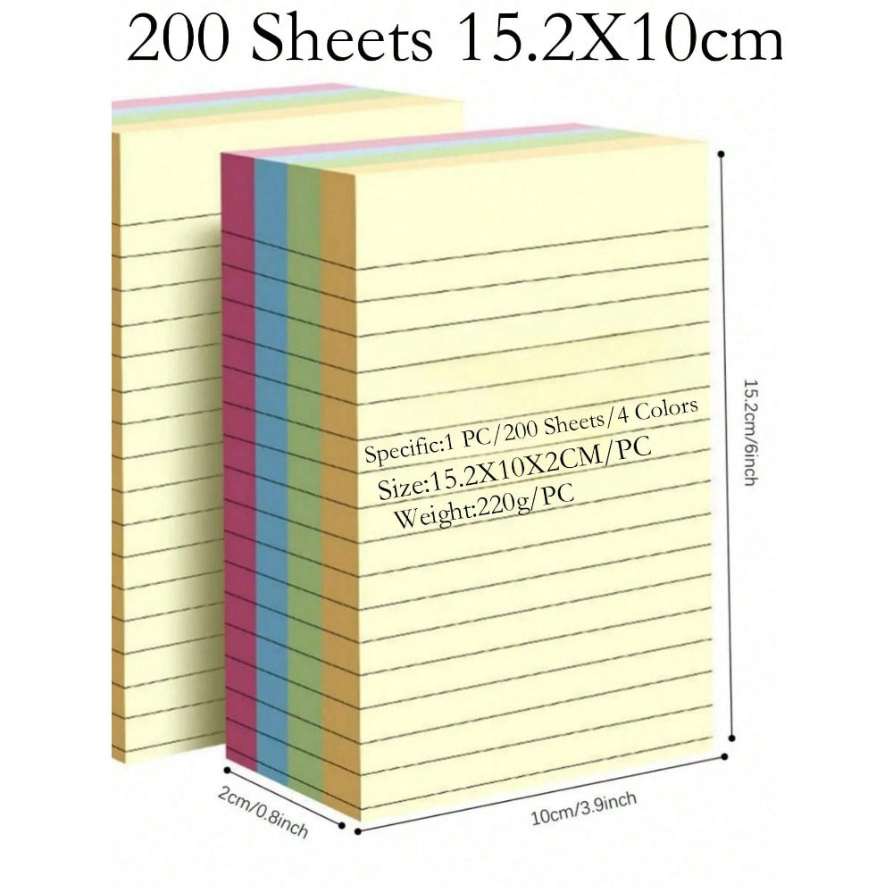 10/100 Sheets Lined Sticky Notes, 4 Colors Portable Student Note Marking Writing Stickers, Self-Adhesive Easy To Stick, Office Home School Use, 2 Sizes Available, Office Assistant, School Supplies, Back To School Season