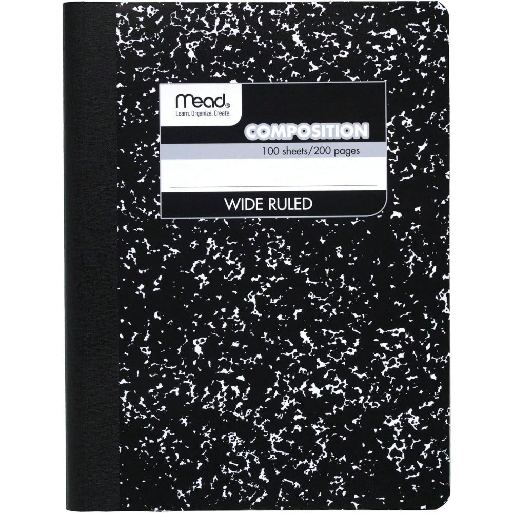 Composition Notebook, Wide Ruled Paper, 7.5" X 9.75", 100 Sheets, Black Marble (09910)