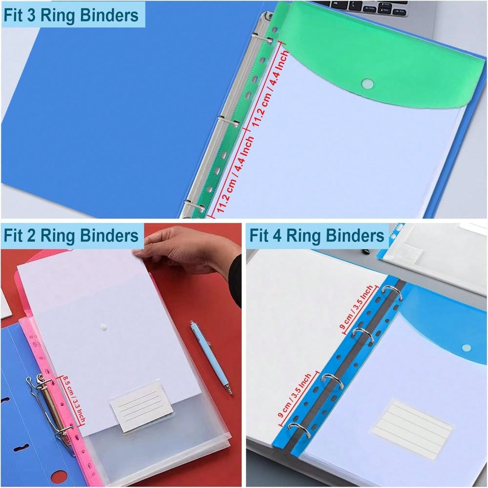 A4 Large Capacity Loose-Leaf File Folders, With 11-Hole Binder Rings, Made Of Modern PP Material, Expandable Button And Label Pockets, Suitable For School, Home, Office, Attendance, Travel - Portable Design, Back To School, School Supplies