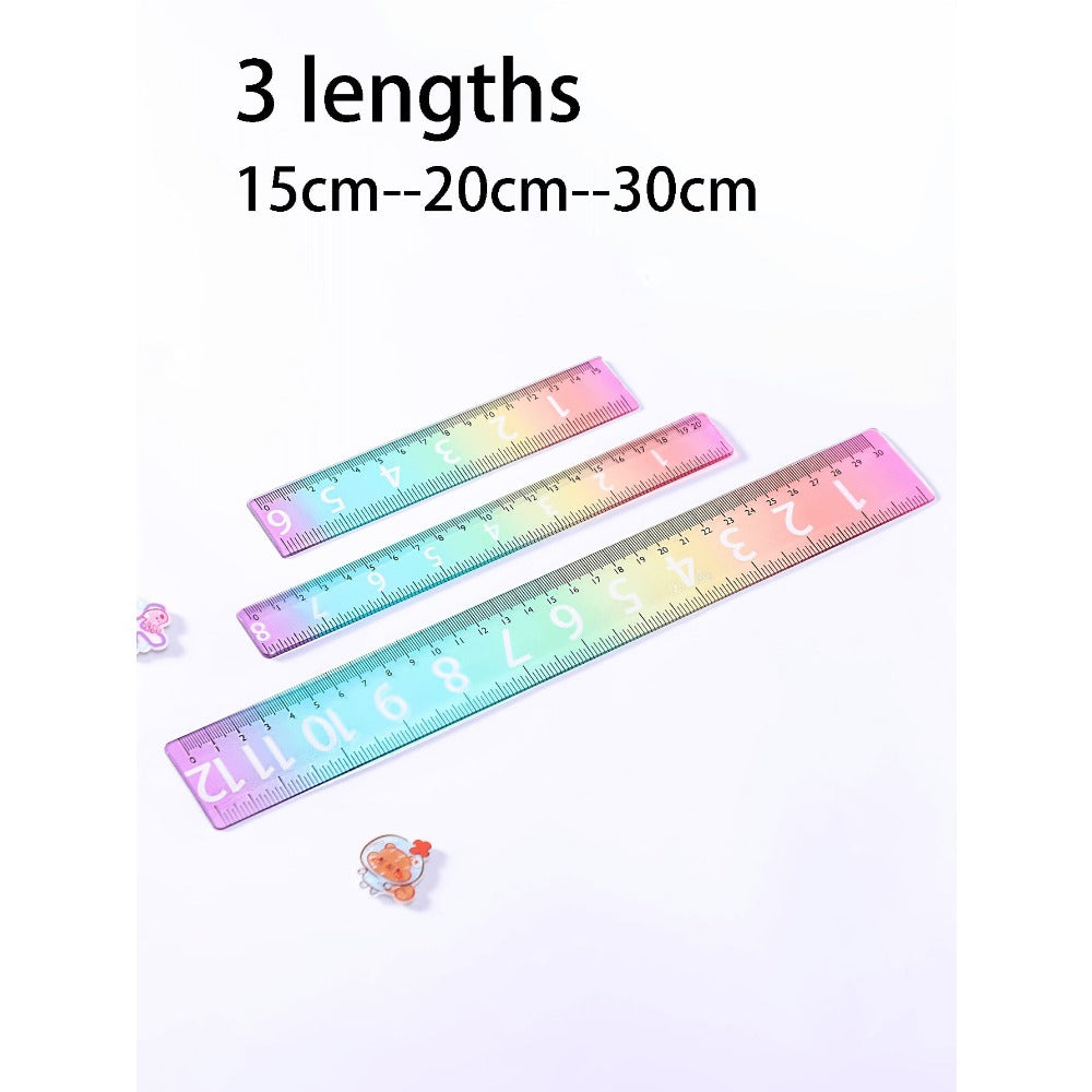 Gradient Rainbow Ruler, Rainbow Color Acrylic Plastic Straight Ruler, Precise Measuring Tool, Suitable For Students, Teachers, Office Workers, Large Number Display Clear, Perfect For Precise Drawing And Measuring In Schools And Offices, Back To School Ess