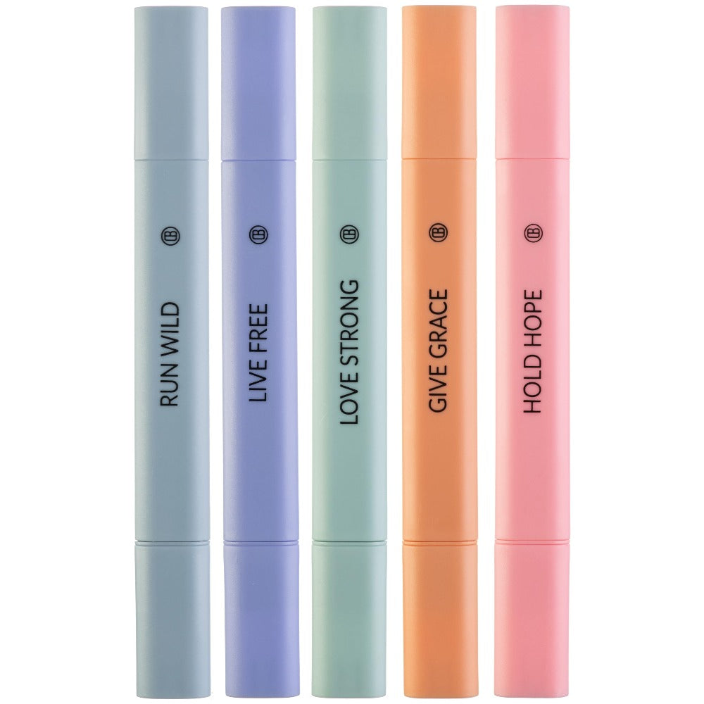 Highlighters Assorted Colors, 5 Pack No Bleed Dual Tip Aesthetic Pastel Highlighter Pens for Journaling, Note Taking, School, Bible Study Supplies and Accessories (Dawn)