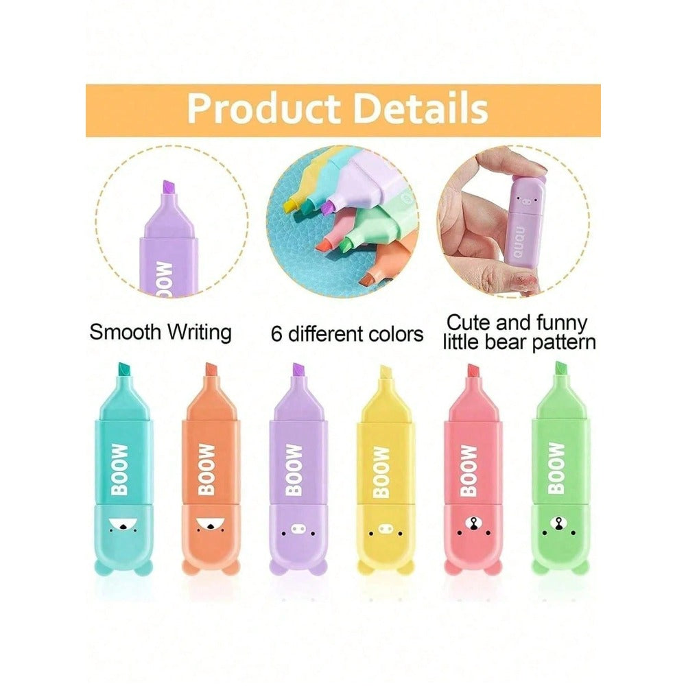 4/5 Colors/Set Cute Mini Bear Fluorescent Highlighter Pens, Pastel Chisel Tip Markers, School & Kindergarten Writing Supplies