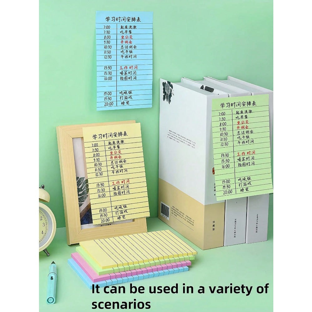 100pcs/200pcs Colorful Line Sticky Notes, Memo Pads, Highly Attractive Portable Student Marker Pen Writing Notes, Self-Adhesive, Convenient For Notebooks, Office, Home, School, Two Sizes, Office Assistant, Thick Paper, Smooth Writing, Classroom Reward Stu