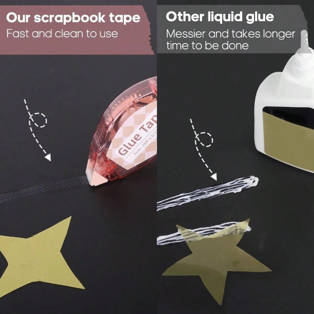1pcs Double Sided Tape, Suitable For Handicrafts (Applicable Scenes: Scrapbooking Tape, General Purpose Tape, Scrapbooking Roll Supplies, Diary Decoration, Office And Teaching Supplies; Suitable For Adults And Students), Size: 0.3 Inch * 26 Feet