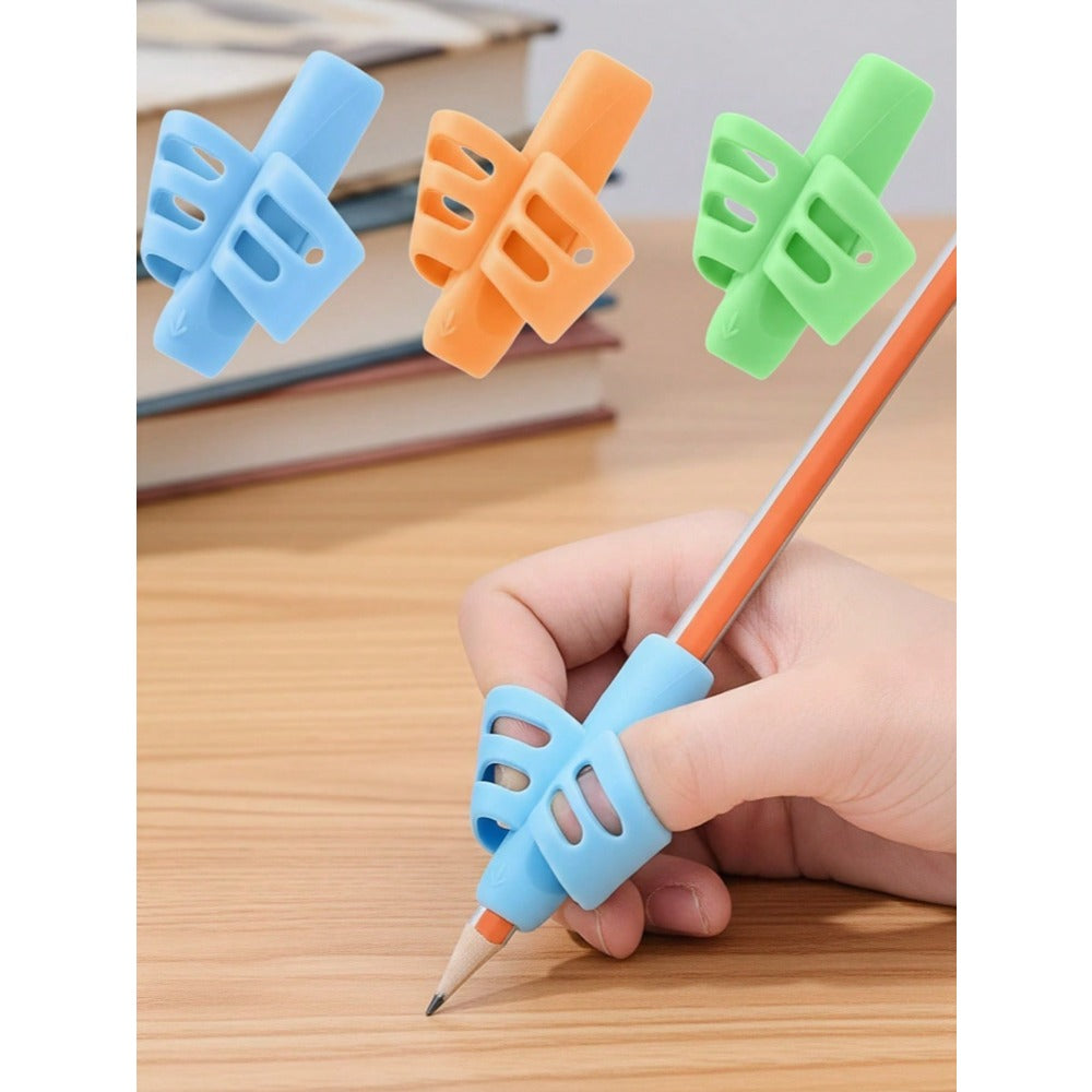 3pcs Random Color Ergonomic Pencil Grip - Soft Non-Slip Durable Odorless | Easy To Install Improve Writing Posture | Relieve Hand Fatigue And Pain | Suitable For Pencils, Markers, Colored Pencils And Most Stationery | Suitable For School, Home, Office, Ar