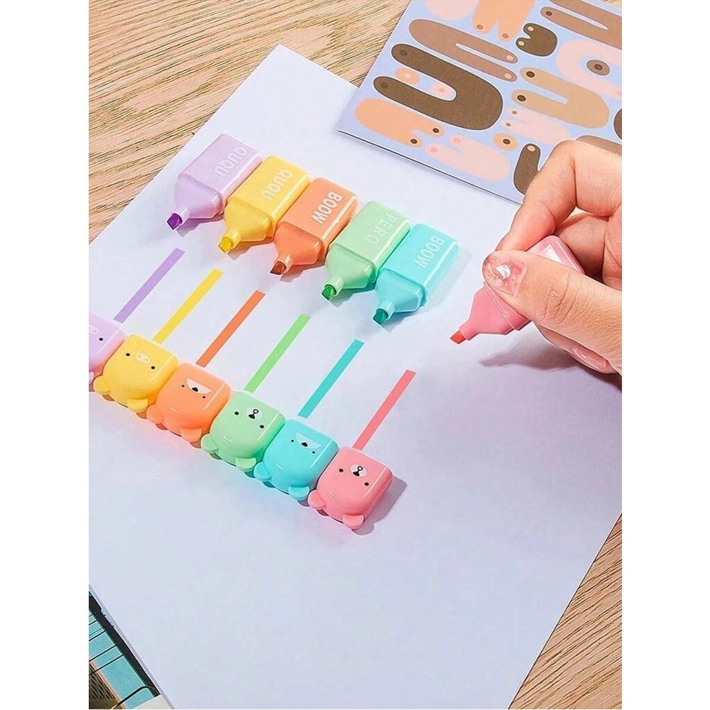 4/5 Colors/Set Cute Mini Bear Fluorescent Highlighter Pens, Pastel Chisel Tip Markers, School & Kindergarten Writing Supplies