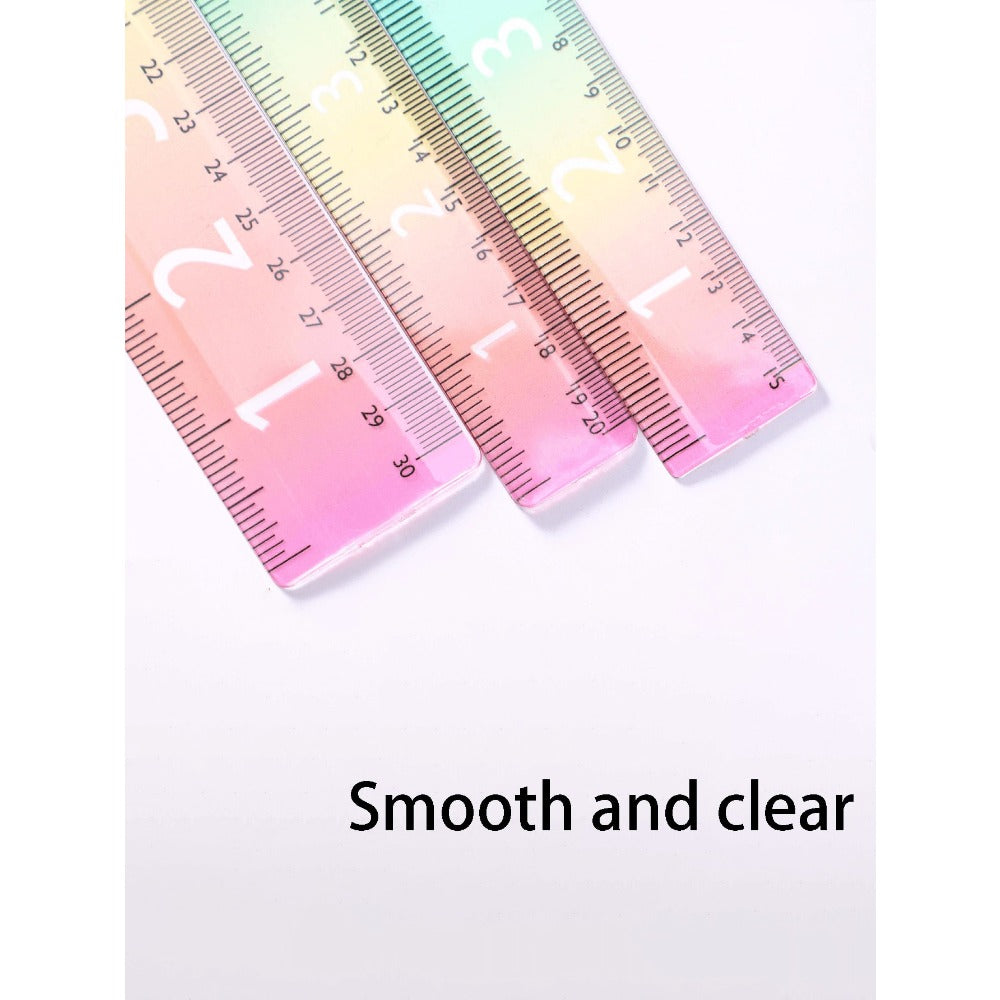 Gradient Rainbow Ruler, Rainbow Color Acrylic Plastic Straight Ruler, Precise Measuring Tool, Suitable For Students, Teachers, Office Workers, Large Number Display Clear, Perfect For Precise Drawing And Measuring In Schools And Offices, Back To School Ess