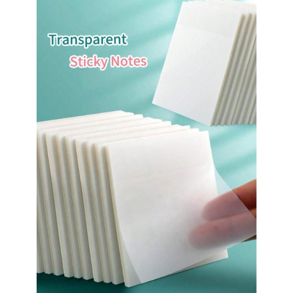 200/150/100/50pcs Transparent Sticky Notes, Minimalist Memo Pads With Adhesive, Waterproof Highlighter Stickers For Note Taking, Message, Reminder, Suitable For School Supplies, Office, Students, Professionals, Home Use