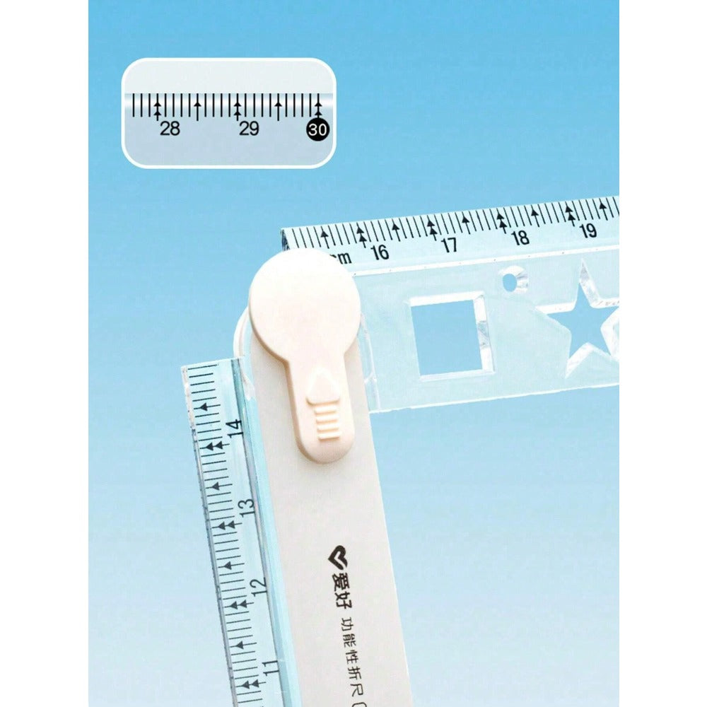 1pc Folding Ruler, Colorful Ruler For Students, Plastic Ruler, Multi-Color Available, For Geometric Drawing And Illustration, Office Stationery Measuring Ruler Back To School,Rulers