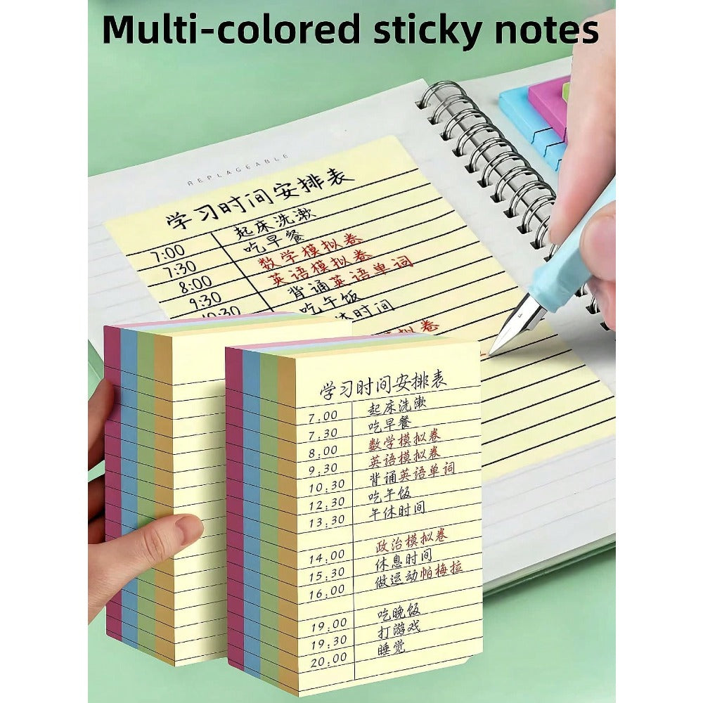 100pcs/200pcs Colorful Line Sticky Notes, Memo Pads, Highly Attractive Portable Student Marker Pen Writing Notes, Self-Adhesive, Convenient For Notebooks, Office, Home, School, Two Sizes, Office Assistant, Thick Paper, Smooth Writing, Classroom Reward Stu