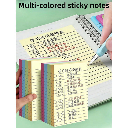 100pcs/200pcs Colorful Line Sticky Notes, Memo Pads, Highly Attractive Portable Student Marker Pen Writing Notes, Self-Adhesive, Convenient For Notebooks, Office, Home, School, Two Sizes, Office Assistant, Thick Paper, Smooth Writing, Classroom Reward Stu