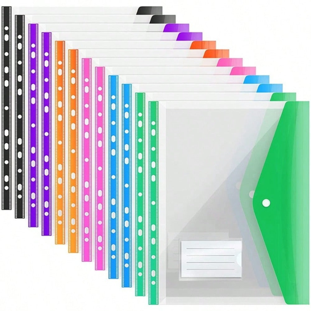 A4 Large Capacity Loose-Leaf File Folders, With 11-Hole Binder Rings, Made Of Modern PP Material, Expandable Button And Label Pockets, Suitable For School, Home, Office, Attendance, Travel - Portable Design, Back To School, School Supplies