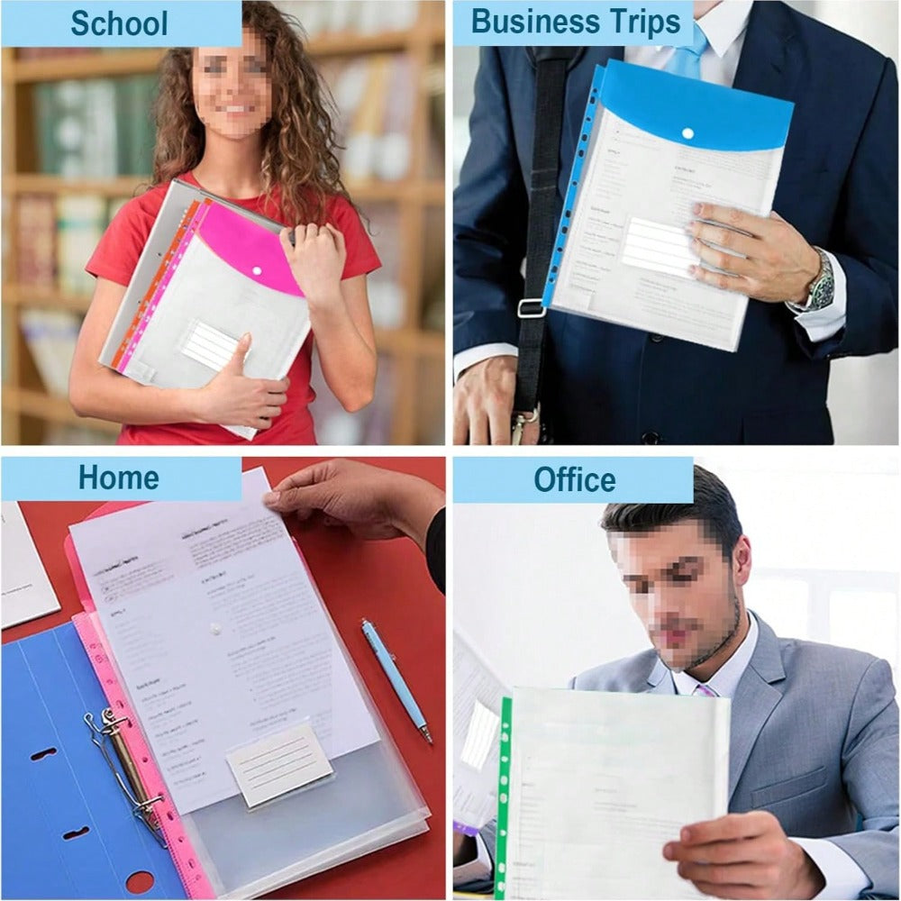 A4 Large Capacity Loose-Leaf File Folders, With 11-Hole Binder Rings, Made Of Modern PP Material, Expandable Button And Label Pockets, Suitable For School, Home, Office, Attendance, Travel - Portable Design, Back To School, School Supplies