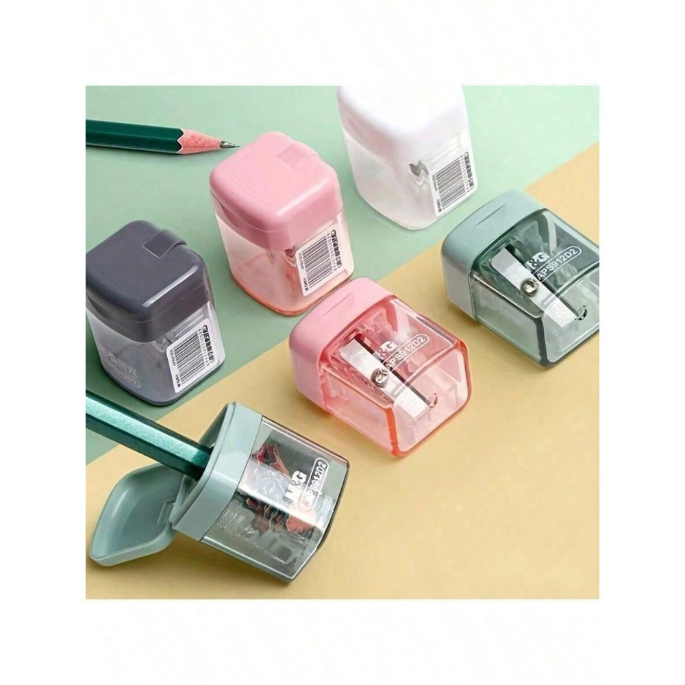 1pc Single-Hole Pencil Sharpener, High-Quality Student Sharpener, Can Sharpen Pencils To An Extremely Fine Point, Durable And Easy To Clean, With Cover Design To Prevent Debris Splashing, Compact And Portable, Suitable For Office And Home Desktop, Min