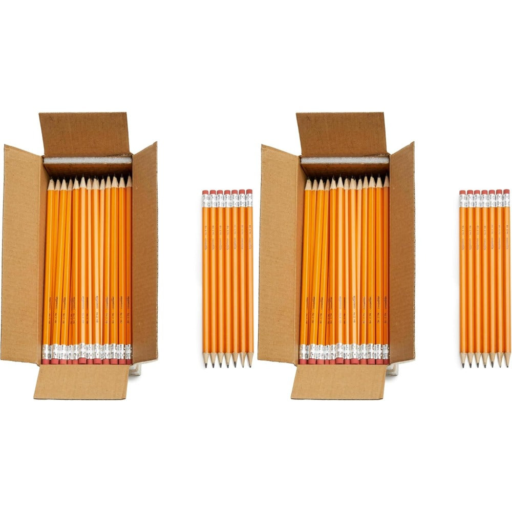 Basics Wood-Cased #2 HB School Pencils with Erasers for Writing and Drawing, Pre-sharpened, Soft Strong Lead, Orange, 30 Count