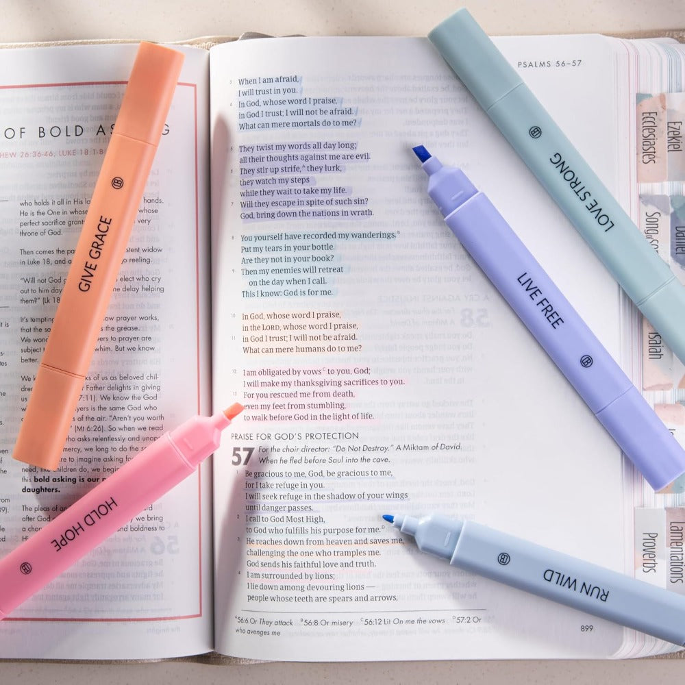 Highlighters Assorted Colors, 5 Pack No Bleed Dual Tip Aesthetic Pastel Highlighter Pens for Journaling, Note Taking, School, Bible Study Supplies and Accessories (Dawn)