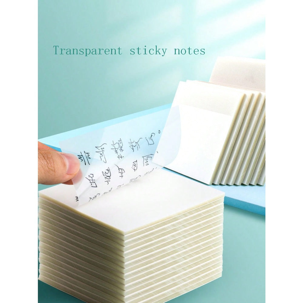 200/150/100/50pcs Transparent Sticky Notes, Minimalist Memo Pads With Adhesive, Waterproof Highlighter Stickers For Note Taking, Message, Reminder, Suitable For School Supplies, Office, Students, Professionals, Home Use