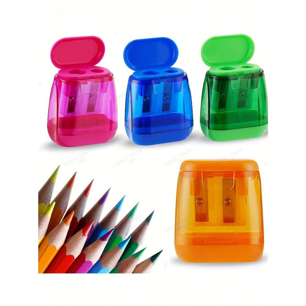 Manual Pencil Sharpeners - Dual Hole Portable Design, Suitable For Kids, Students, Classroom And Home Office (Random Color), Back To School Season