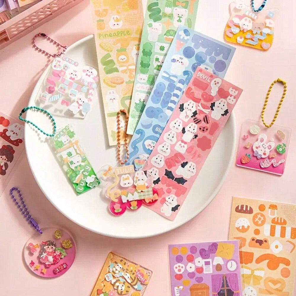 Cute Cartoon Stickers, Adhesive Decals, Party DIY Stickers, Fun Lovely Theme, For Scrapbook, Luggage, Halloween Decoration, Craft Supplies School Supplies