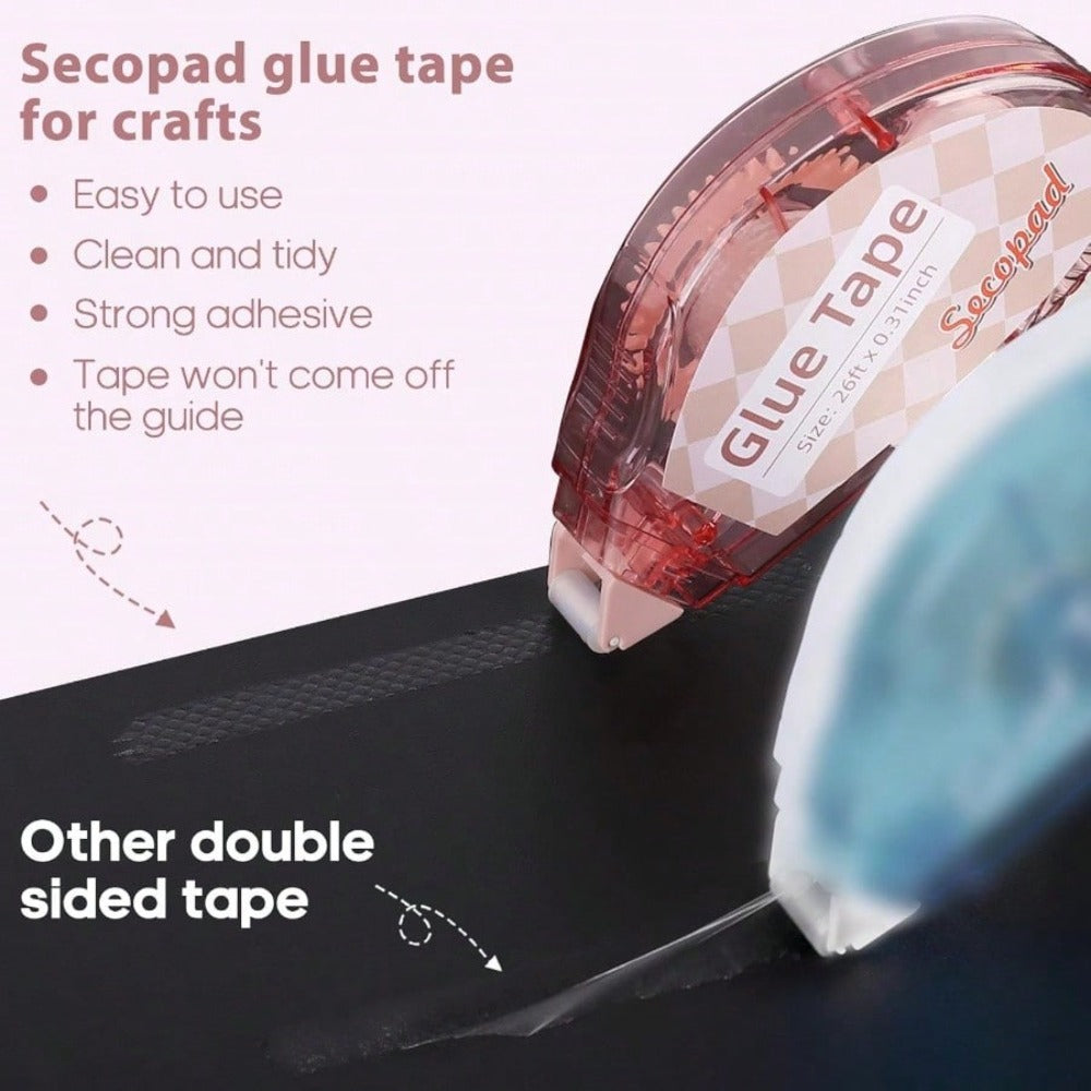 1pcs Double Sided Tape, Suitable For Handicrafts (Applicable Scenes: Scrapbooking Tape, General Purpose Tape, Scrapbooking Roll Supplies, Diary Decoration, Office And Teaching Supplies; Suitable For Adults And Students), Size: 0.3 Inch * 26 Feet