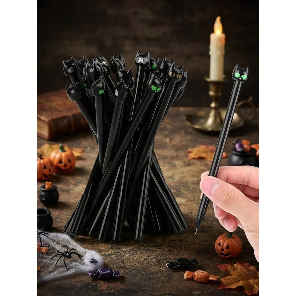 12/6/1pc-Black Cat Ballpoint Pen, Black Ink, Back To School Season Small Gift, Personalized Signature Pen, School Essential, Halloween Theme Cat Stationery, Cat-Shaped Pen, Cute Neutral Pen Design, Suitable As Birthday Gift, Back To School Gift, Halloween
