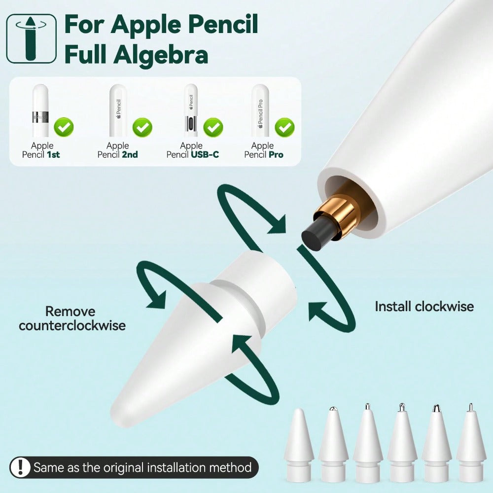 1/4/6/8/12pcs Upgraded Replacement Tips, Compatible With Apple Pencil Pro, Apple 2nd/1st Gen USB-C And Crayon Digital Pens, With Storage Box Needle-Shaped Tips, Pro Pen Set