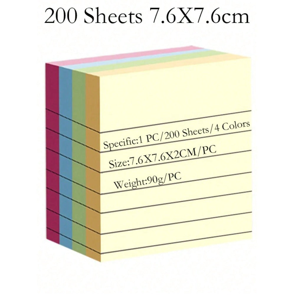 10/100 Sheets Lined Sticky Notes, 4 Colors Portable Student Note Marking Writing Stickers, Self-Adhesive Easy To Stick, Office Home School Use, 2 Sizes Available, Office Assistant, School Supplies, Back To School Season