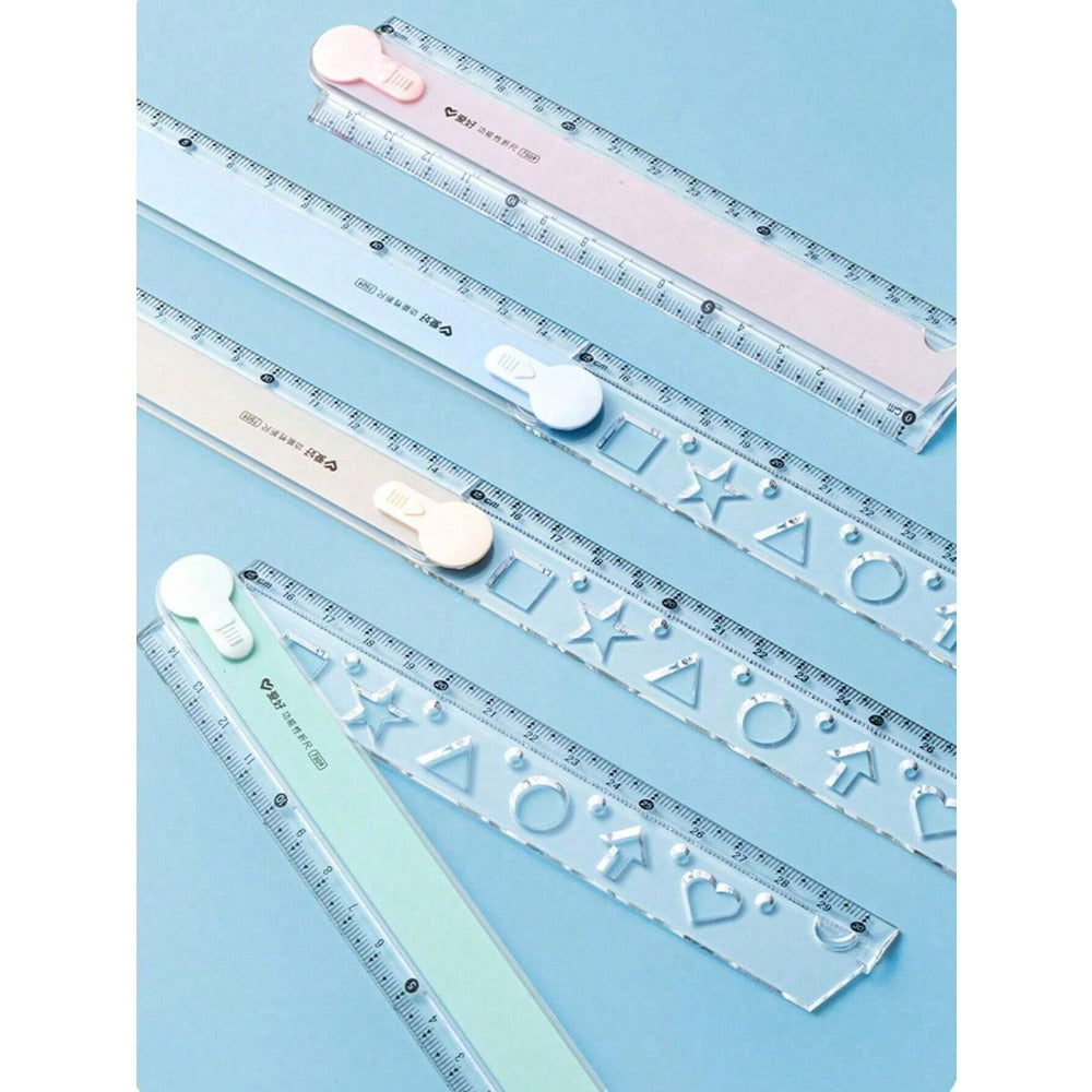 1pc Folding Ruler, Colorful Ruler For Students, Plastic Ruler, Multi-Color Available, For Geometric Drawing And Illustration, Office Stationery Measuring Ruler Back To School,Rulers