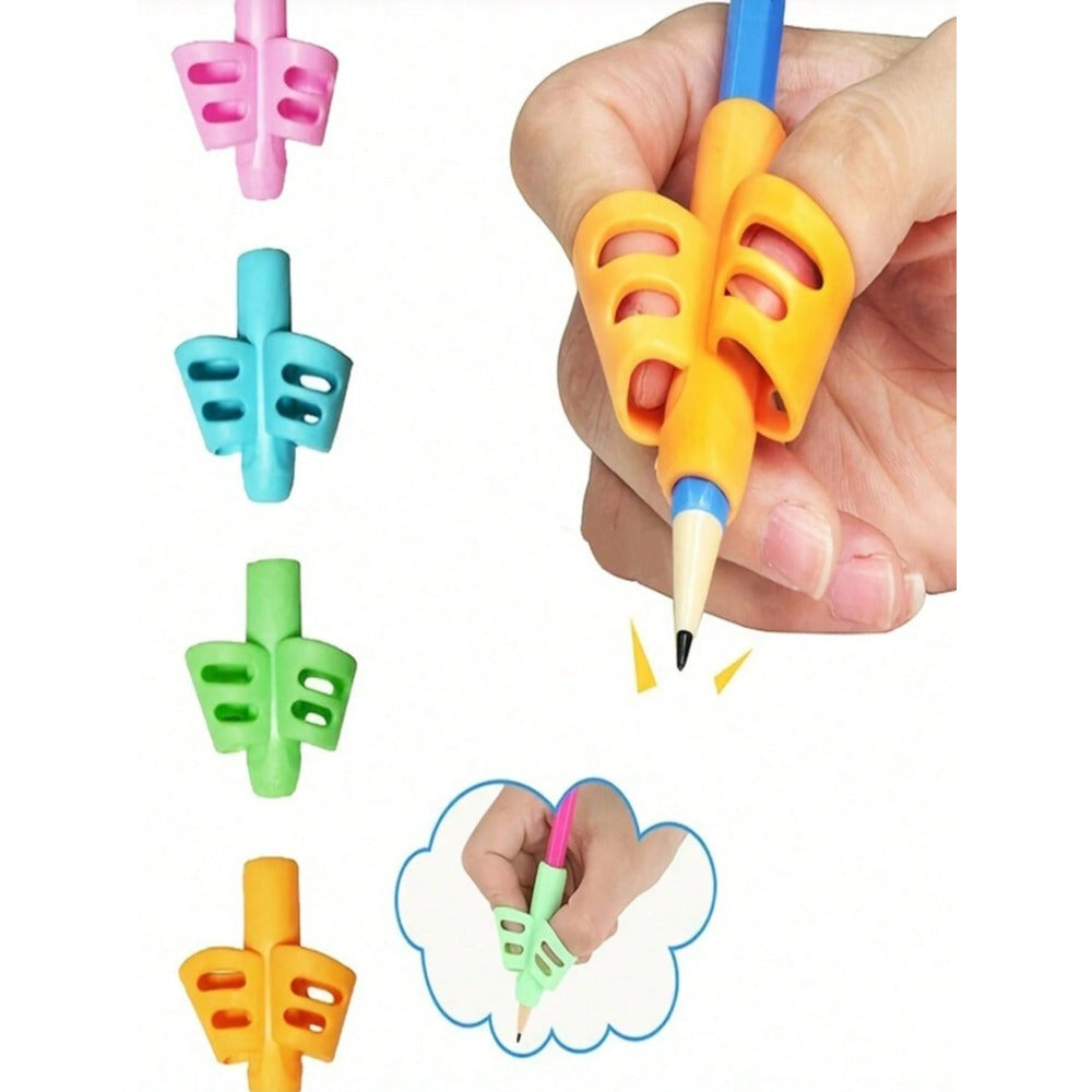 3pcs Random Color Ergonomic Pencil Grip - Soft Non-Slip Durable Odorless | Easy To Install Improve Writing Posture | Relieve Hand Fatigue And Pain | Suitable For Pencils, Markers, Colored Pencils And Most Stationery | Suitable For School, Home, Office, Ar